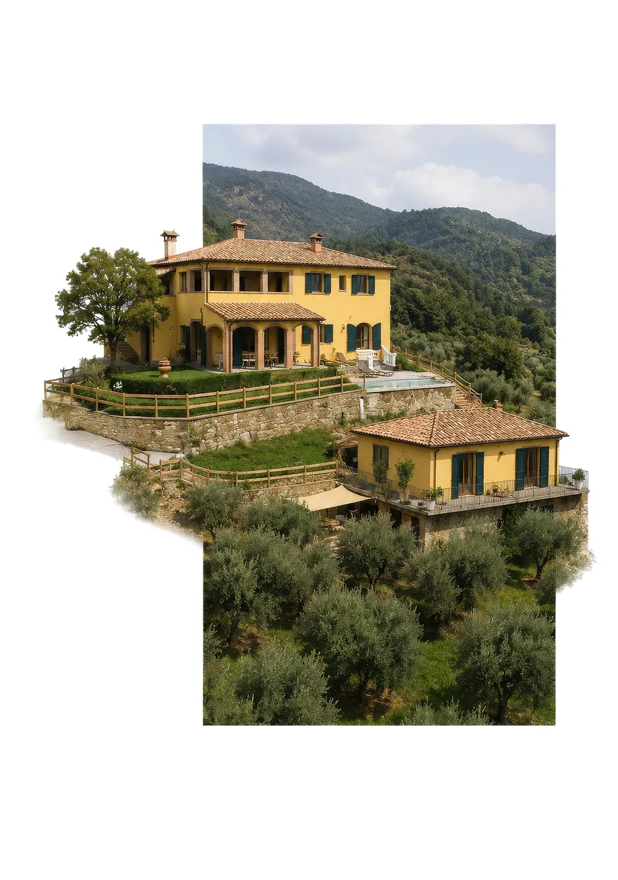 Golden Tuscan vineyard country at the end of the day